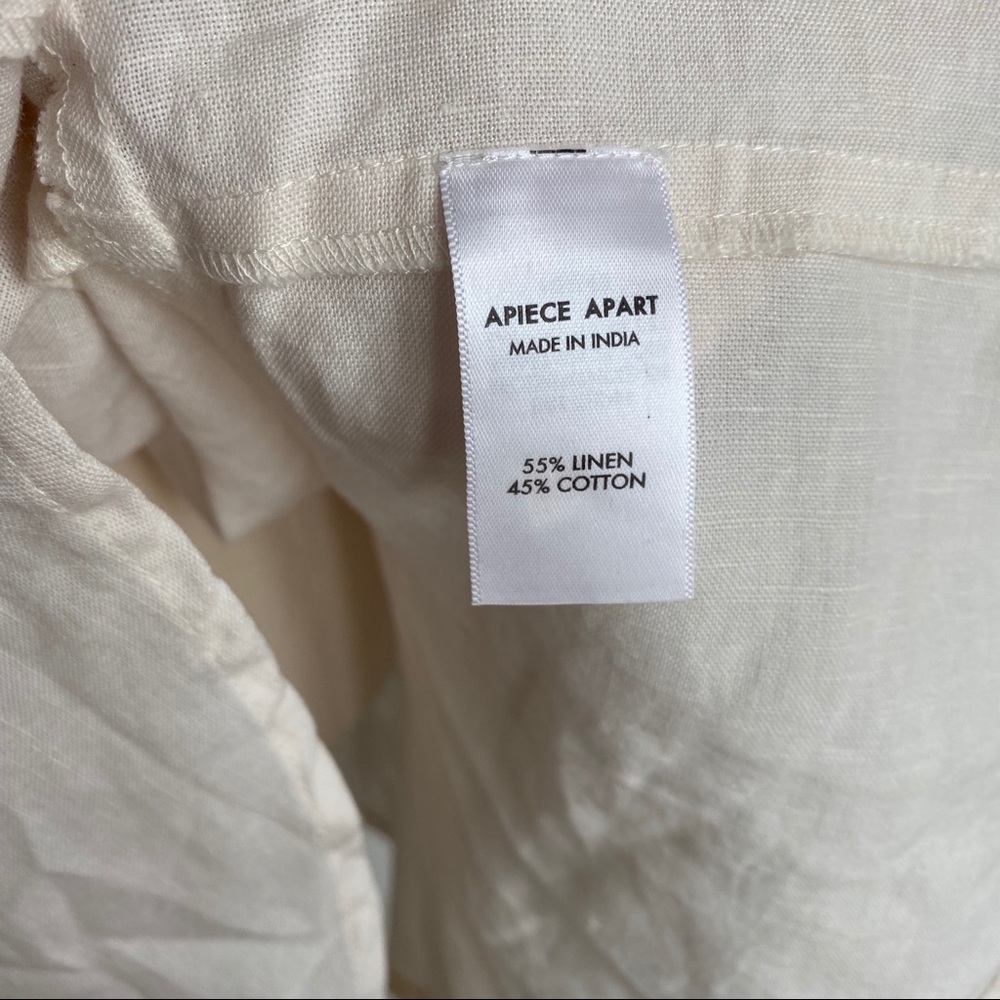 Apiece Apart | Sabine Mini Ivory Linen Wrap Tie Cotton Dress - Picture 5 of 8